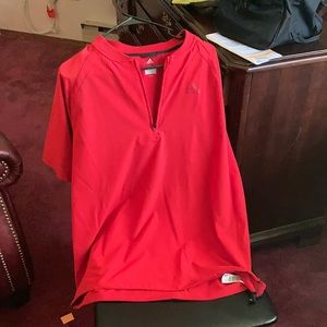Red adidas half-zip athletic overshirt short sleeve xl